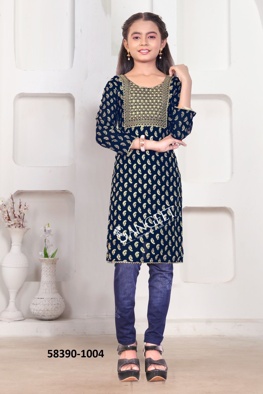 GIRISHMA KIDS - Catalog # 58390 (Set of 6 Readymade Women's Kurtis / Tops) by Brand SANGEET