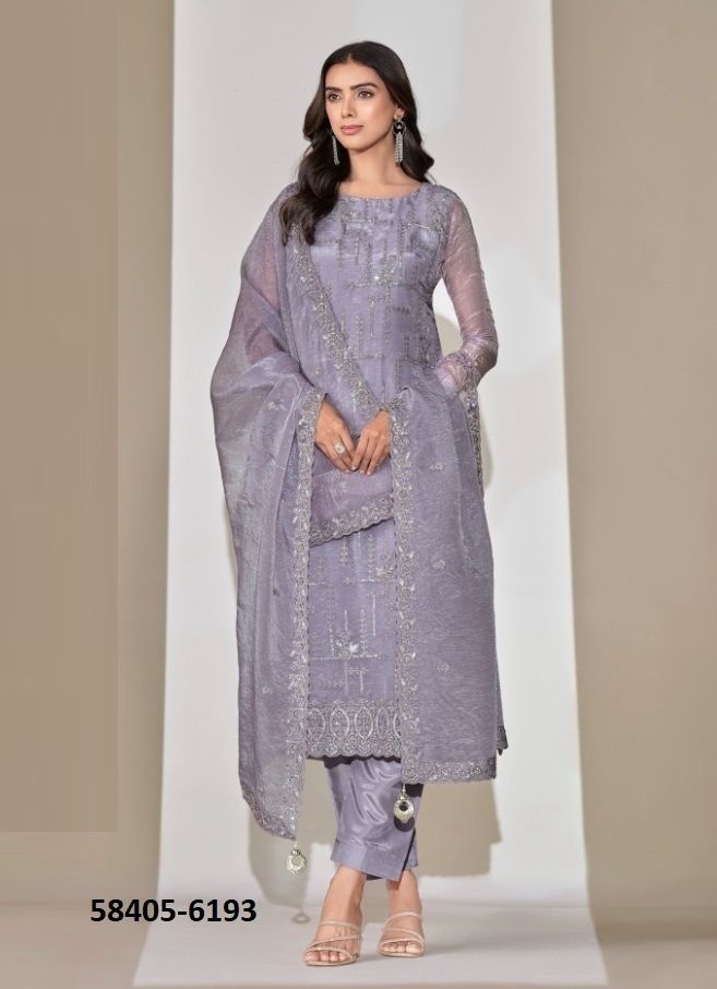 CLARA - Catalog # 58405 (Set of 6 Semi-Stitched / Un-Stitched Suits) by Brand VIPUL FASHIONS