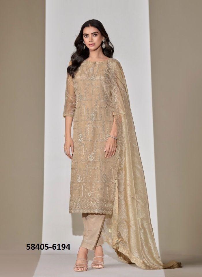 CLARA - Catalog # 58405 (Set of 6 Semi-Stitched / Un-Stitched Suits) by Brand VIPUL FASHIONS