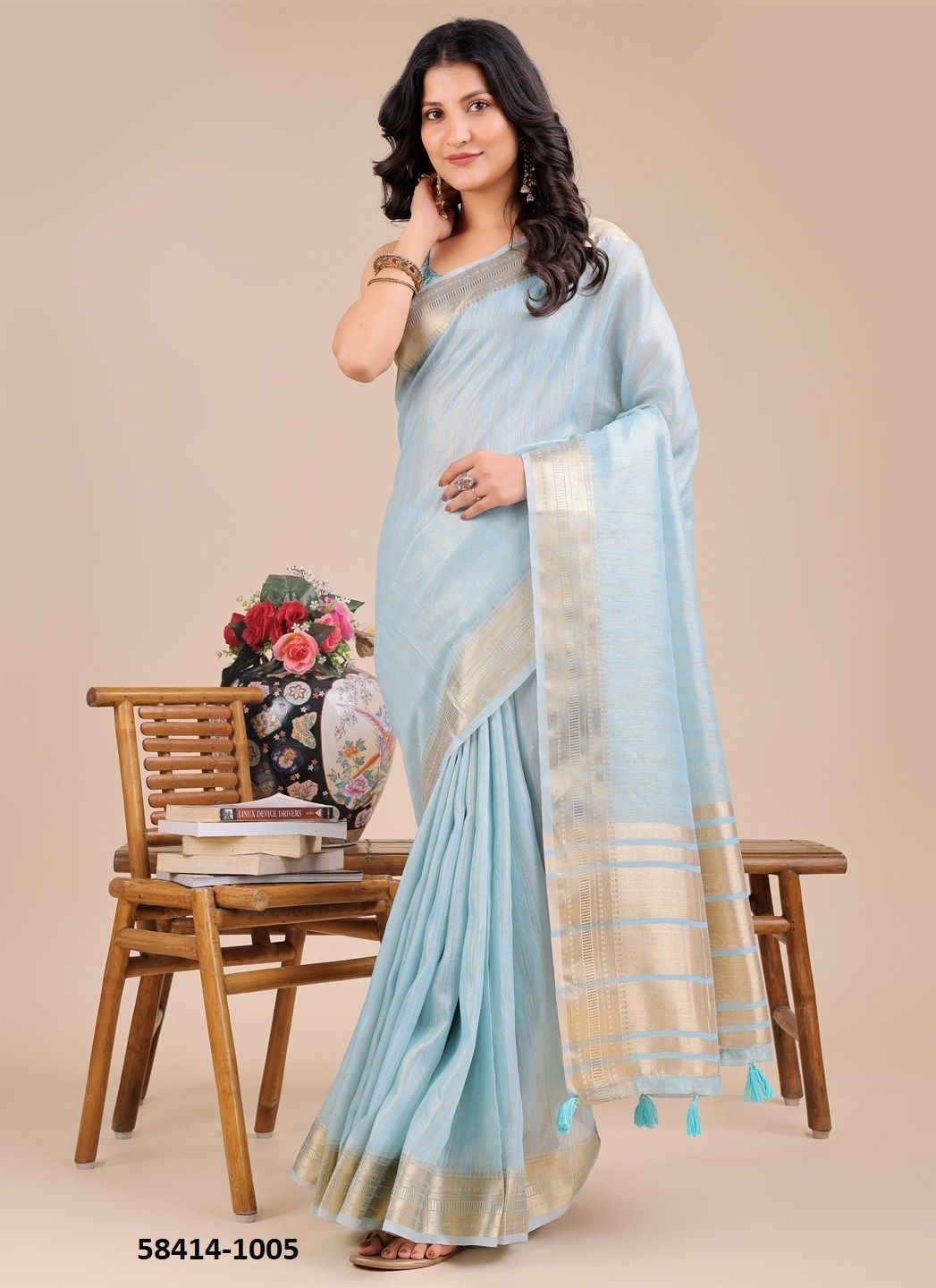 SAHARA - Catalog # 58414 (Set of 6 Sarees) by Brand DESI MUSE