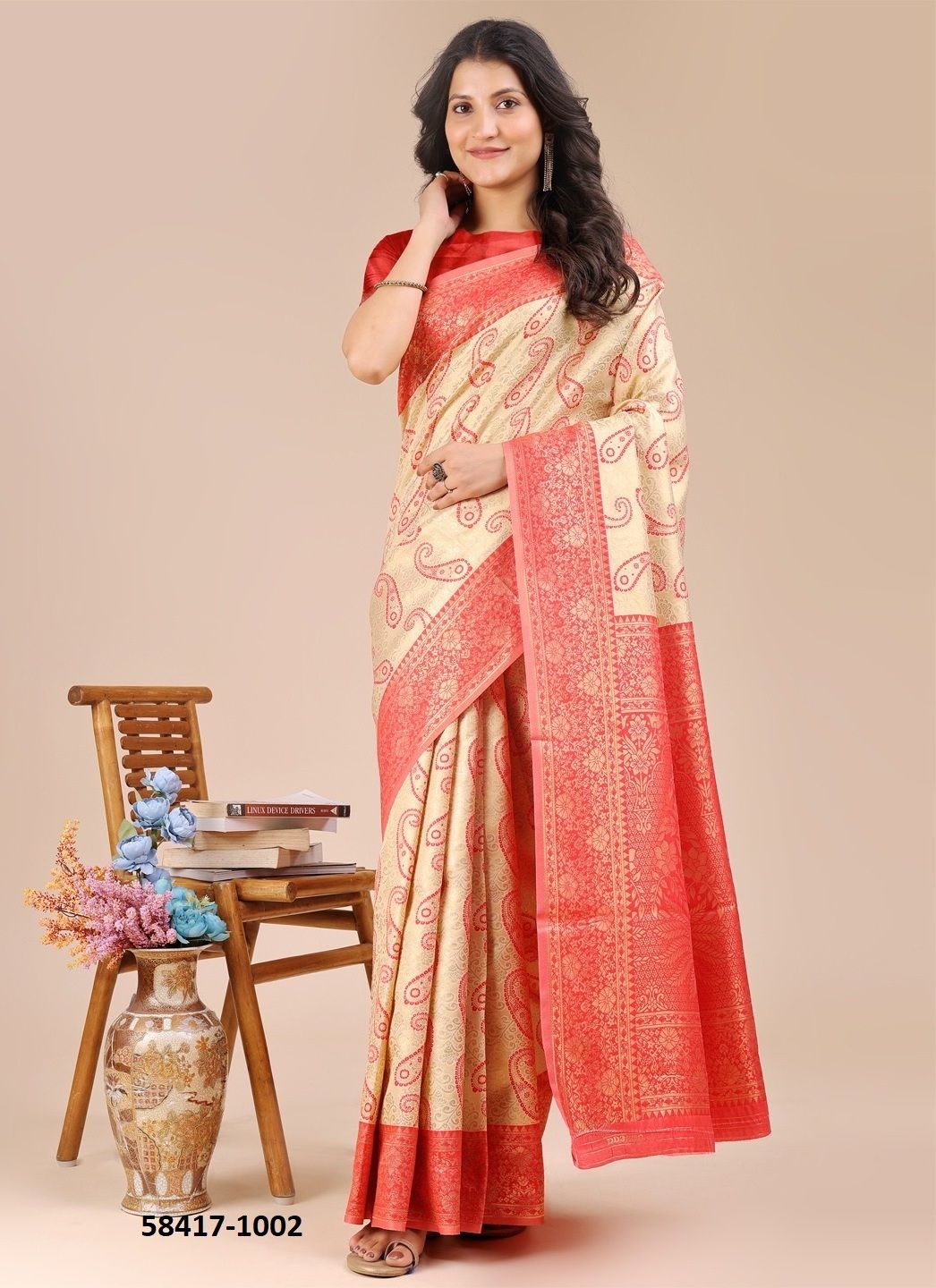 AURA SILK - Catalog # 58417 (Set of 6 Sarees) by Brand DESI MUSE