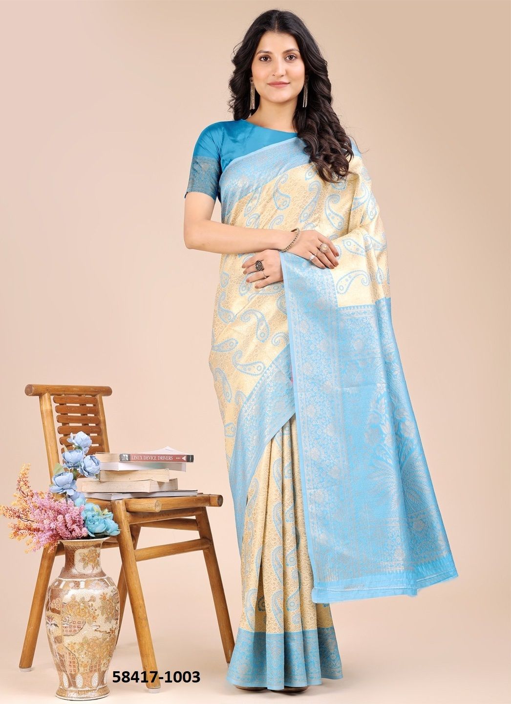 AURA SILK - Catalog # 58417 (Set of 6 Sarees) by Brand DESI MUSE