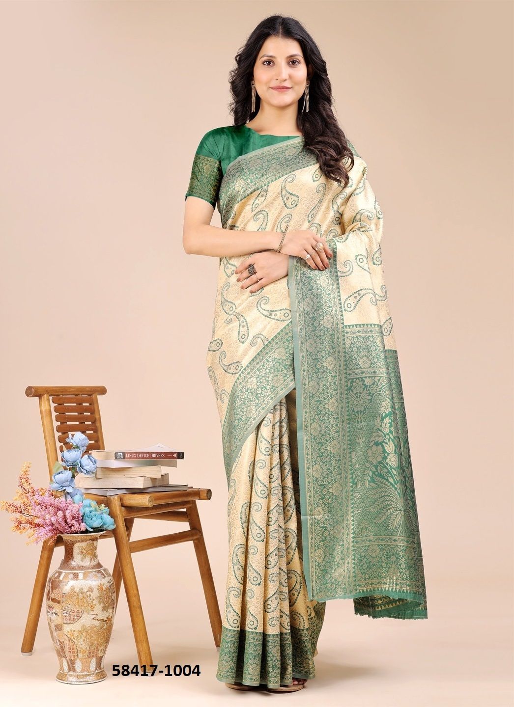 AURA SILK - Catalog # 58417 (Set of 6 Sarees) by Brand DESI MUSE