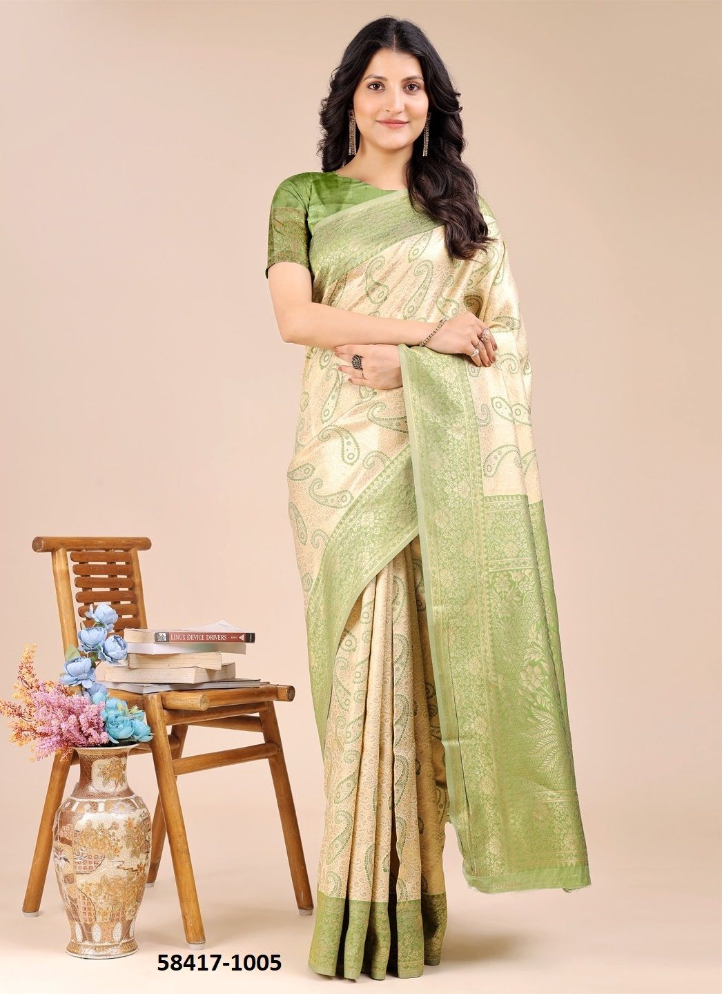 AURA SILK - Catalog # 58417 (Set of 6 Sarees) by Brand DESI MUSE