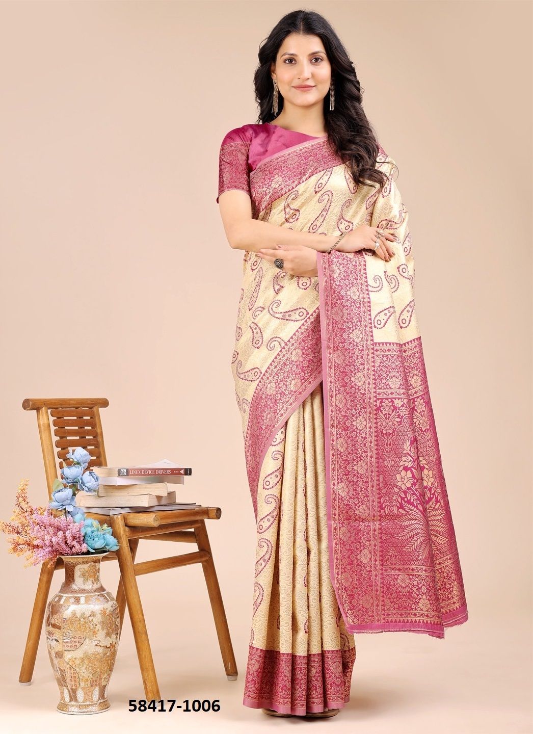 AURA SILK - Catalog # 58417 (Set of 6 Sarees) by Brand DESI MUSE