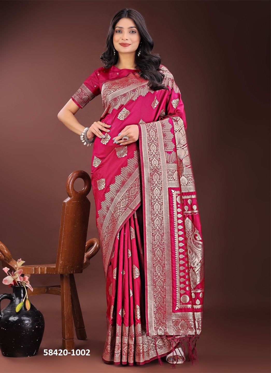 TANA BANA - Catalog # 58420 (Set of 6 Sarees) by Brand DESI MUSE