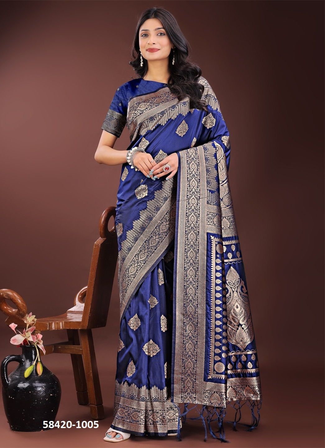 TANA BANA - Catalog # 58420 (Set of 6 Sarees) by Brand DESI MUSE