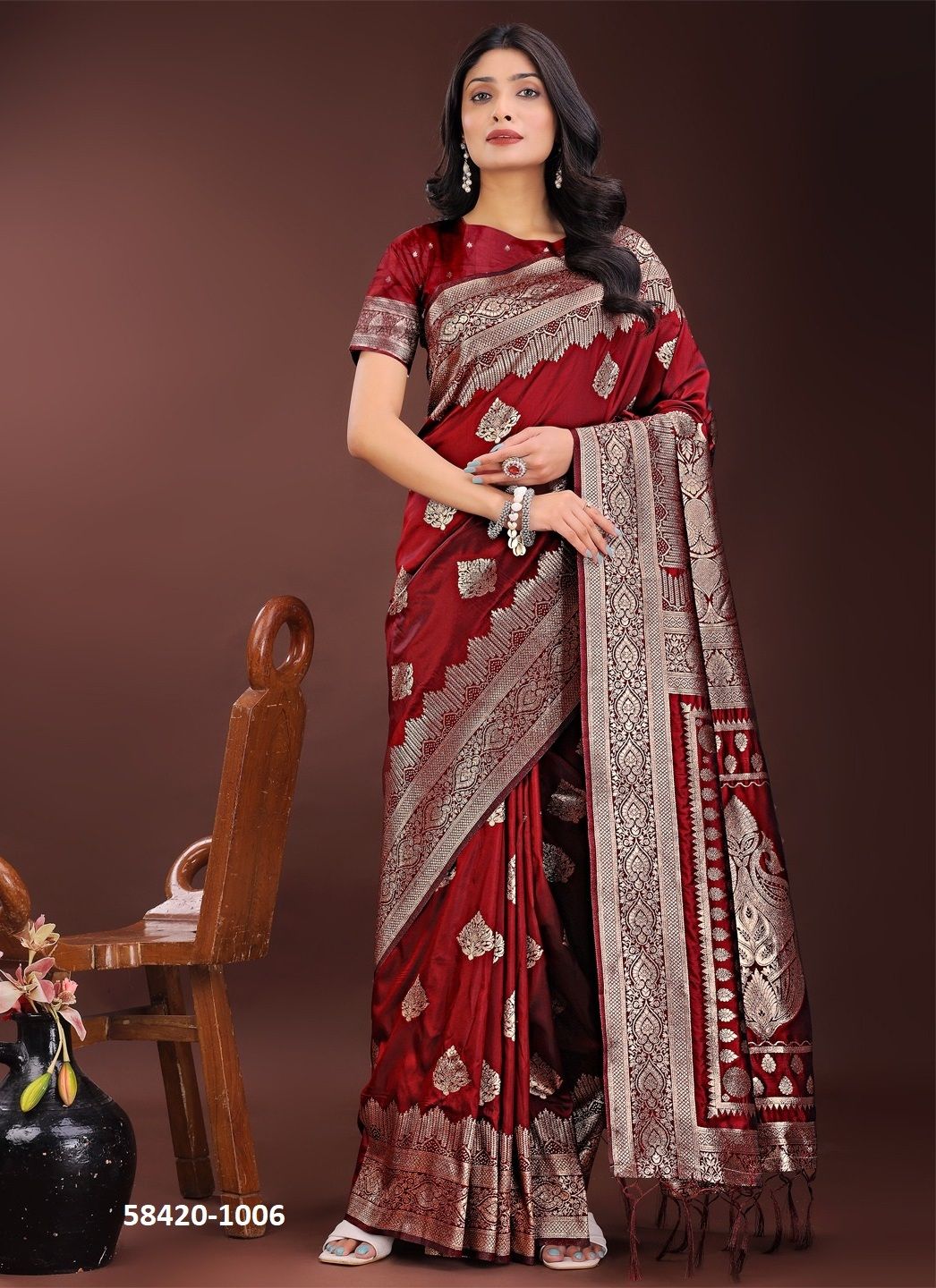TANA BANA - Catalog # 58420 (Set of 6 Sarees) by Brand DESI MUSE