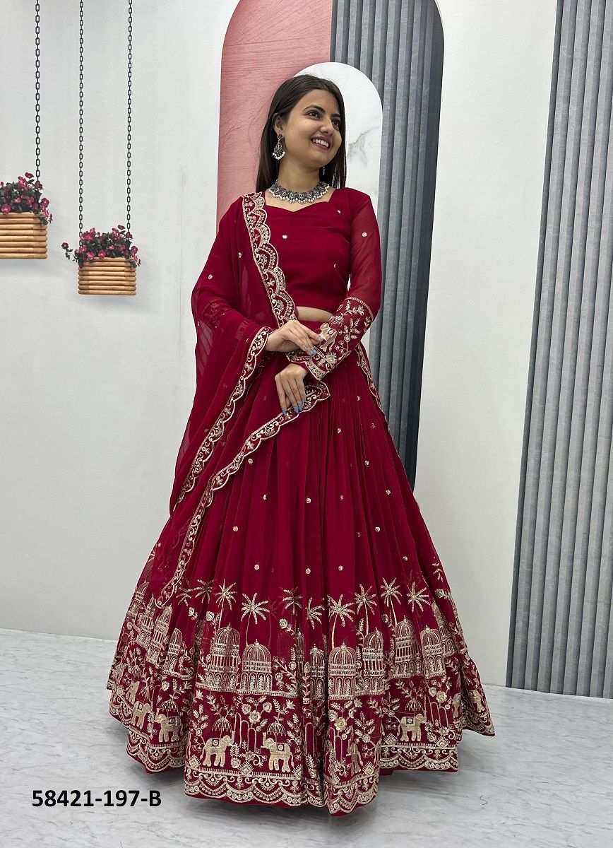 SERIES 197 - Catalog # 58421 (Set of 2 Readymade Lehengas) by Brand DESI MUSE