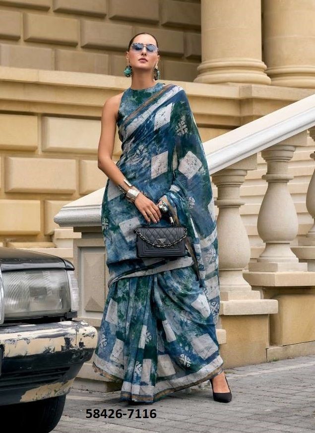 VISCOSE MUL-MUL BATIK PRINT - Catalog # 58426 (Set of 9 Sarees) by Brand MONO POLEY VISCOSE MUL-MUL BATIK PRINT - Catalog # 58426 (Set of 9 Sarees) by Brand MONO POLEY
