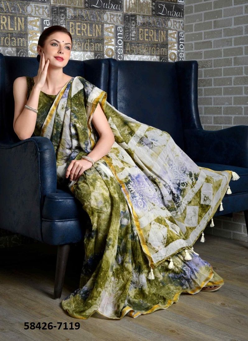VISCOSE MUL-MUL BATIK PRINT - Catalog # 58426 (Set of 9 Sarees) by Brand MONO POLEY VISCOSE MUL-MUL BATIK PRINT - Catalog # 58426 (Set of 9 Sarees) by Brand MONO POLEY