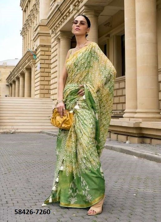 VISCOSE MUL-MUL BATIK PRINT - Catalog # 58426 (Set of 9 Sarees) by Brand MONO POLEY VISCOSE MUL-MUL BATIK PRINT - Catalog # 58426 (Set of 9 Sarees) by Brand MONO POLEY