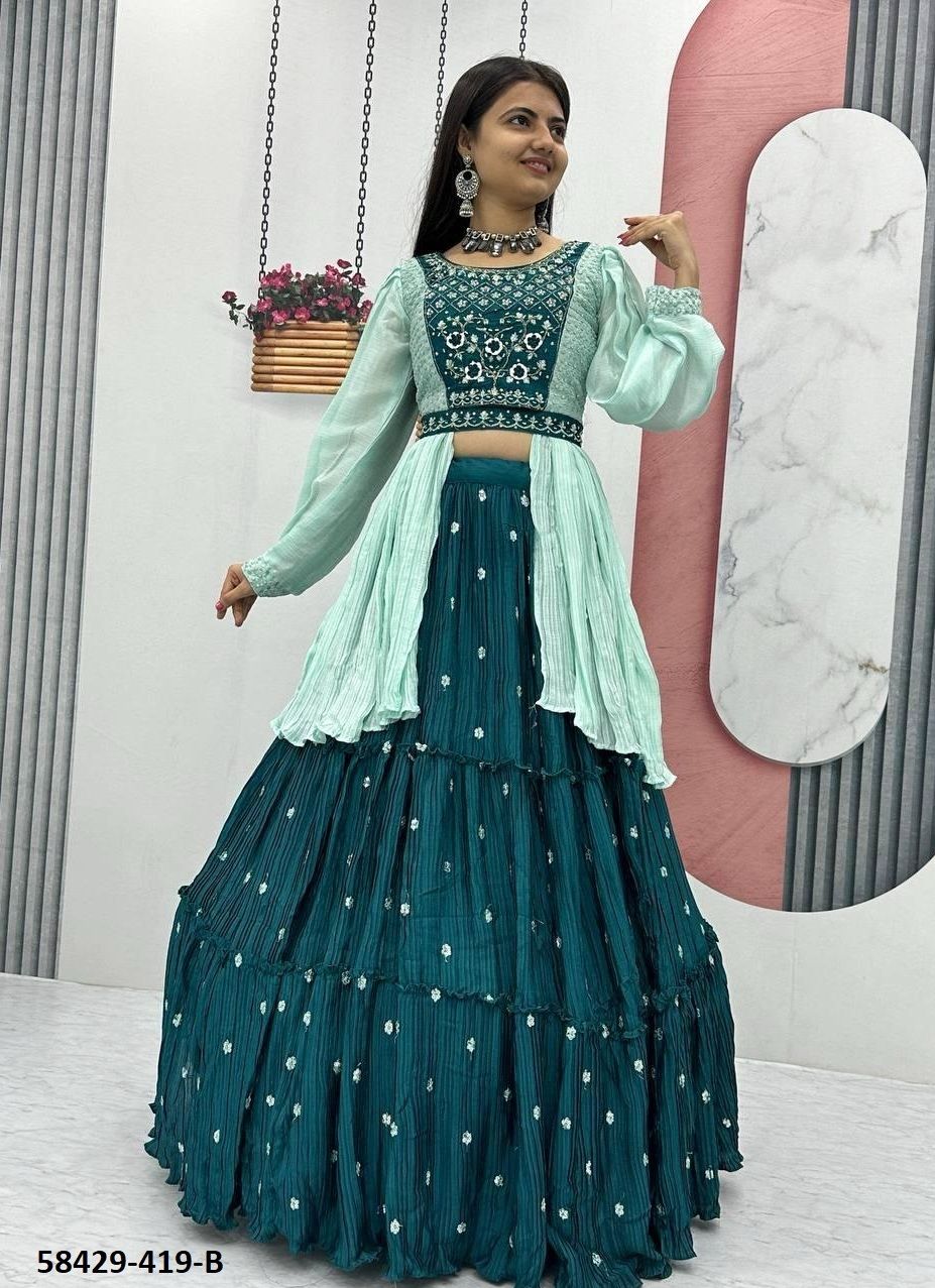 SERIES 419 - Catalog # 58429 (Set of 2 Readymade Lehengas) by Brand DESI MUSE SERIES 419 - Catalog # 58429 (Set of 2 Readymade Lehengas) by Brand DESI MUSE