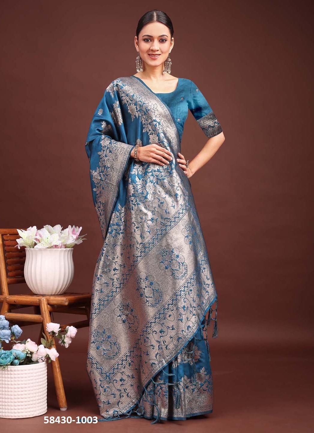 SILKEN HERITAGE - Catalog # 58430 (Set of 6 Sarees) by Brand DESI MUSE