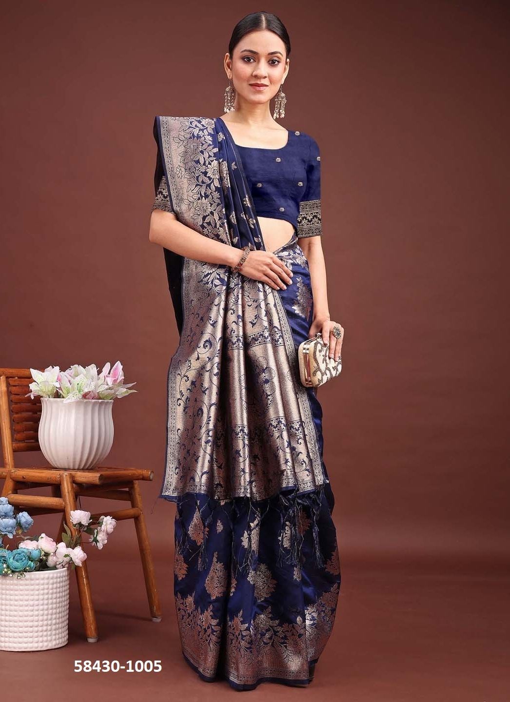 SILKEN HERITAGE - Catalog # 58430 (Set of 6 Sarees) by Brand DESI MUSE