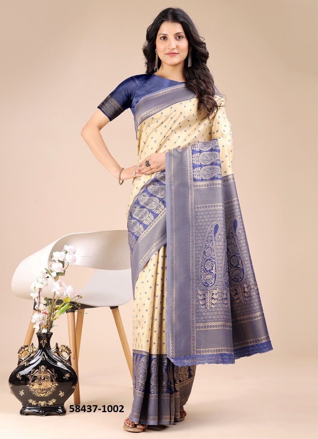 AURA SILK 2 - Catalog # 58437 (Set of 6 Sarees) by Brand DESI MUSE