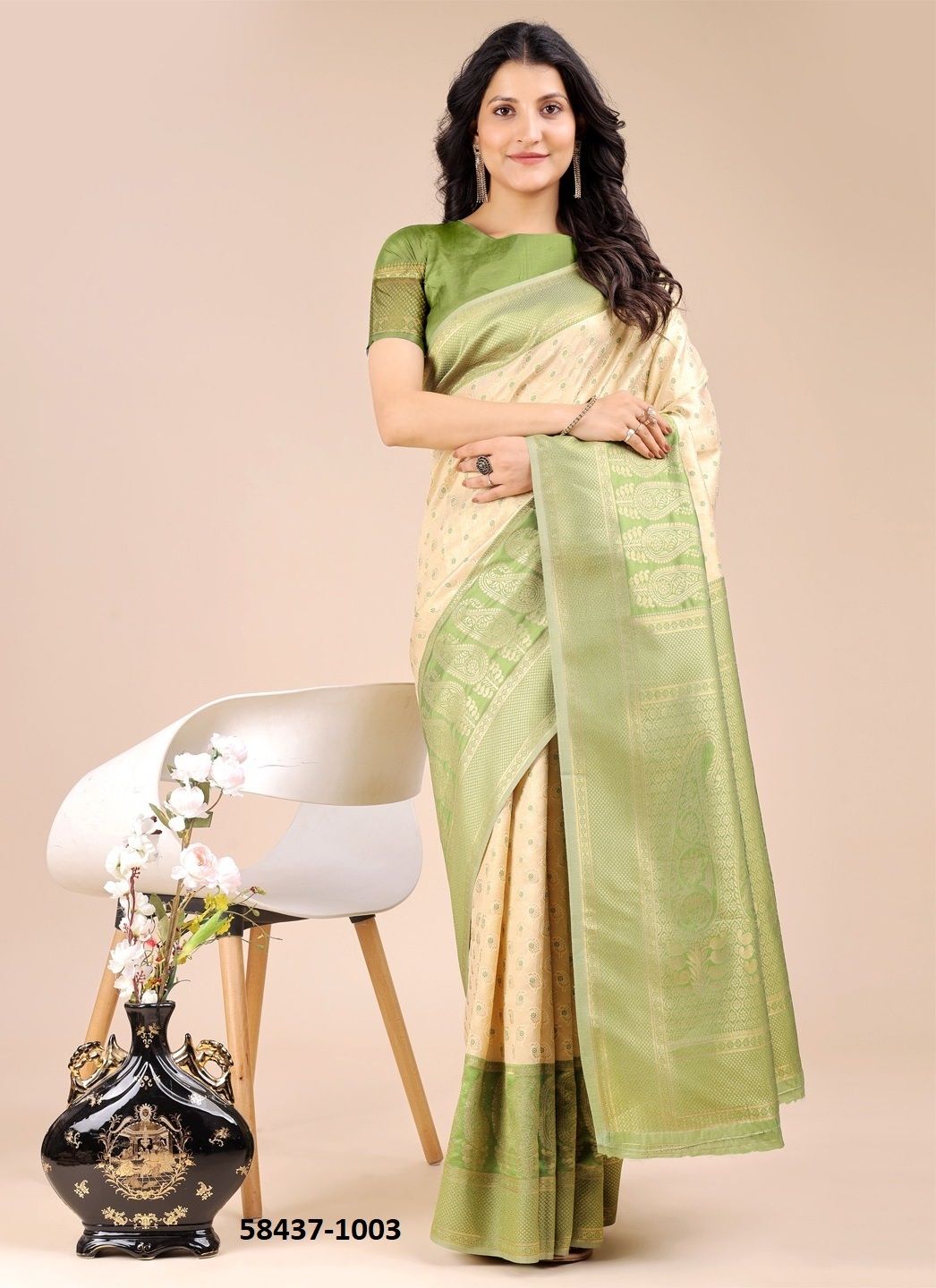 AURA SILK 2 - Catalog # 58437 (Set of 6 Sarees) by Brand DESI MUSE