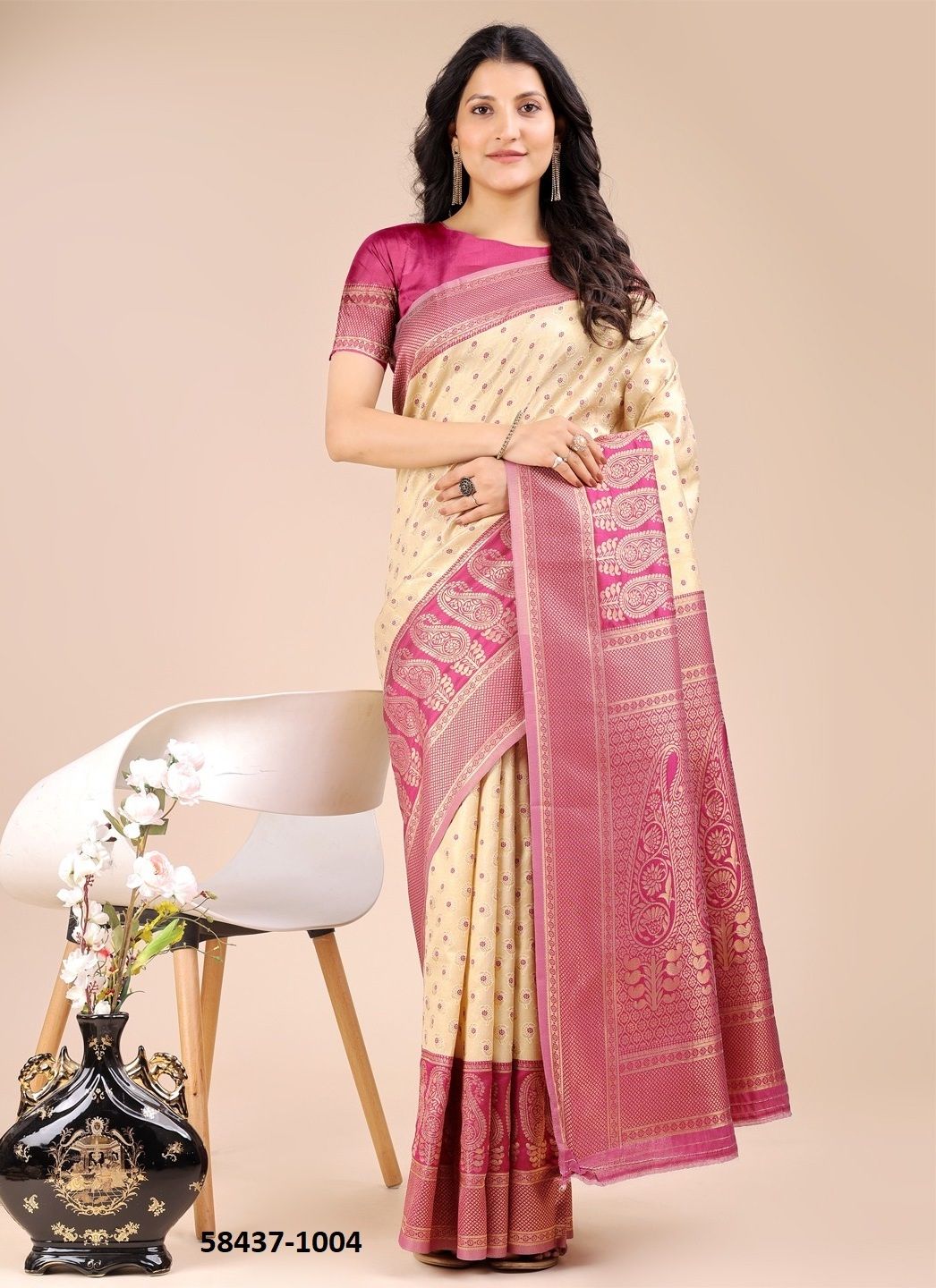 AURA SILK 2 - Catalog # 58437 (Set of 6 Sarees) by Brand DESI MUSE