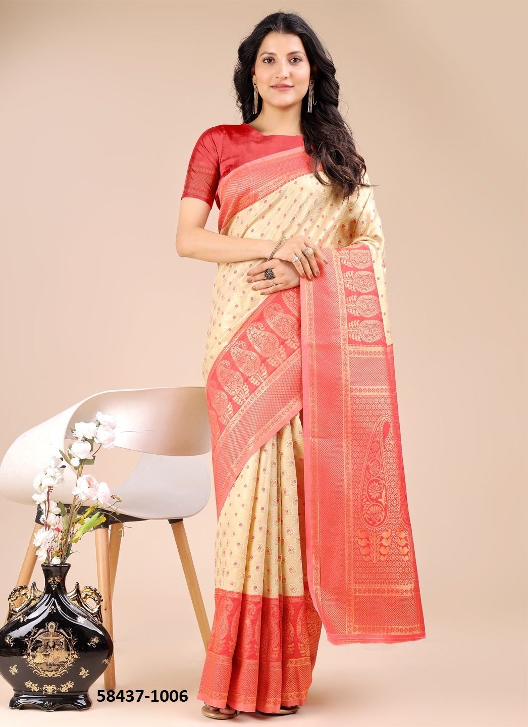 AURA SILK 2 - Catalog # 58437 (Set of 6 Sarees) by Brand DESI MUSE