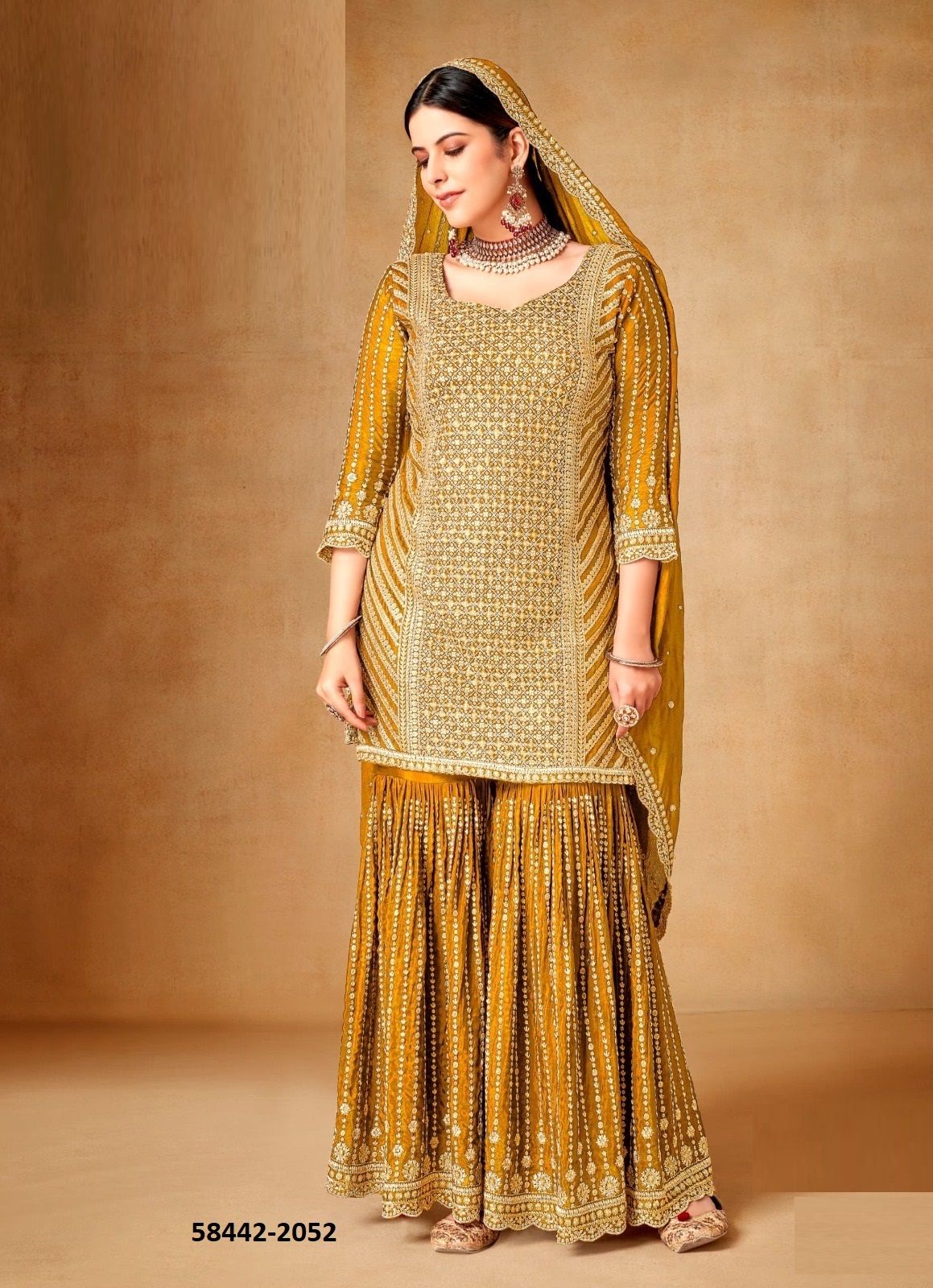 UTSAV - Catalog # 58442 (Set of 4 Readymade Salwar Suits) by Brand GULZAR COUTURE