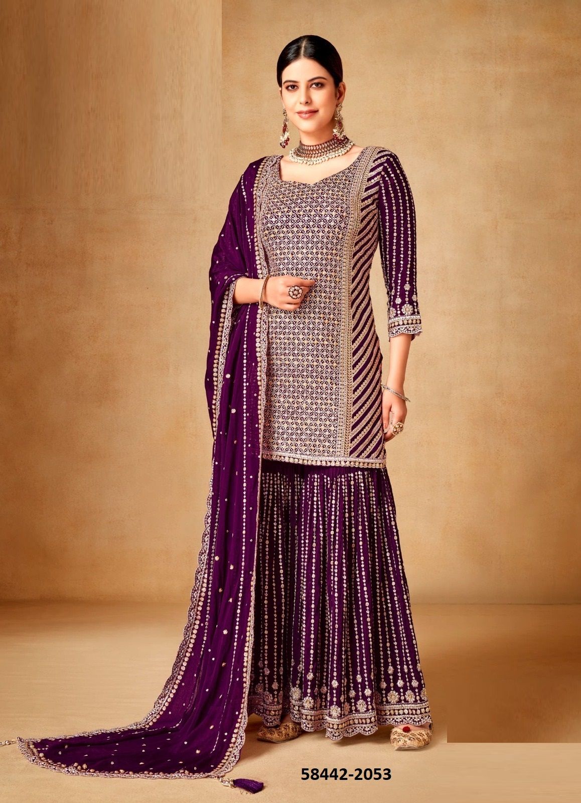 UTSAV - Catalog # 58442 (Set of 4 Readymade Salwar Suits) by Brand GULZAR COUTURE