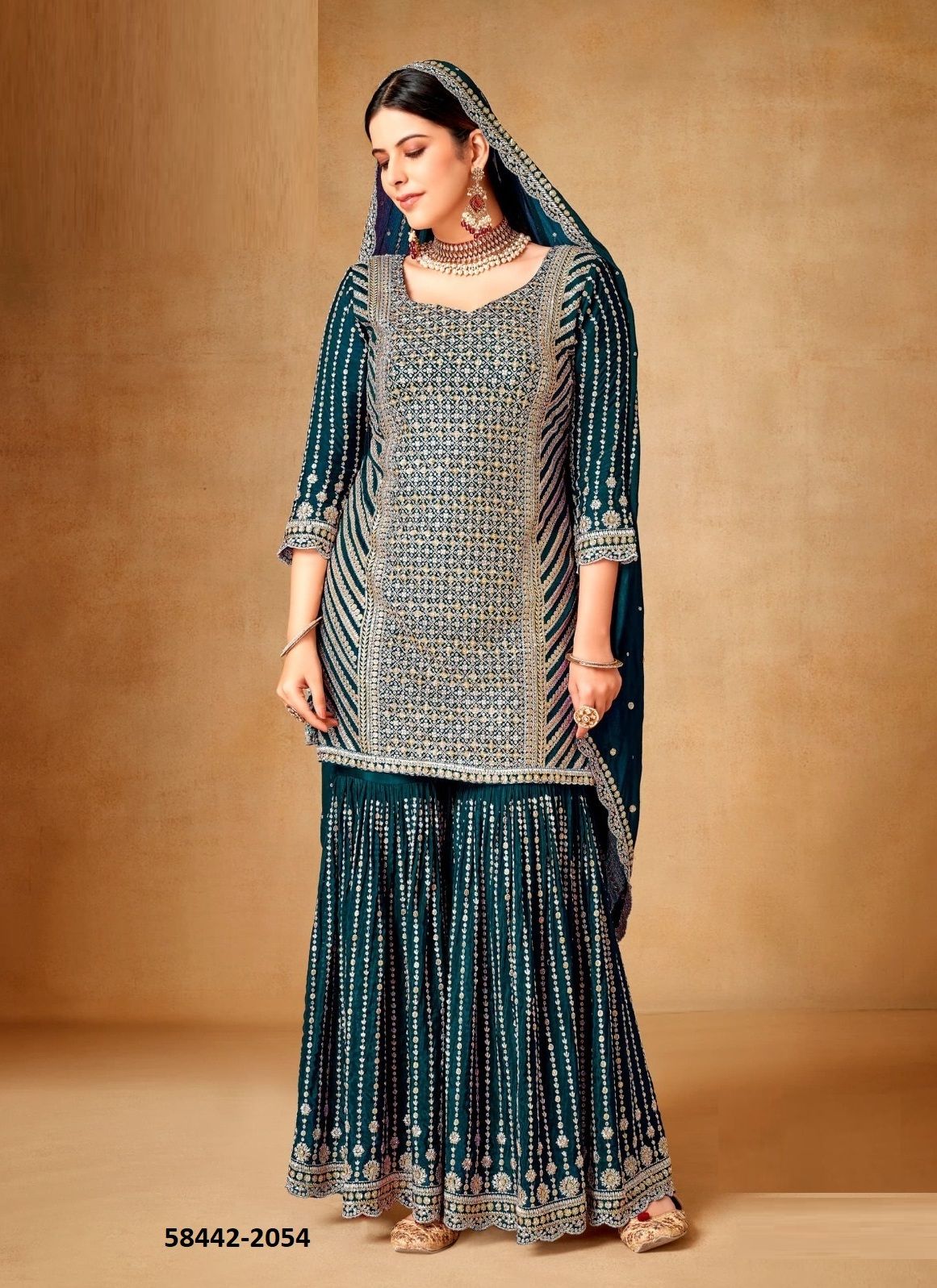 UTSAV - Catalog # 58442 (Set of 4 Readymade Salwar Suits) by Brand GULZAR COUTURE