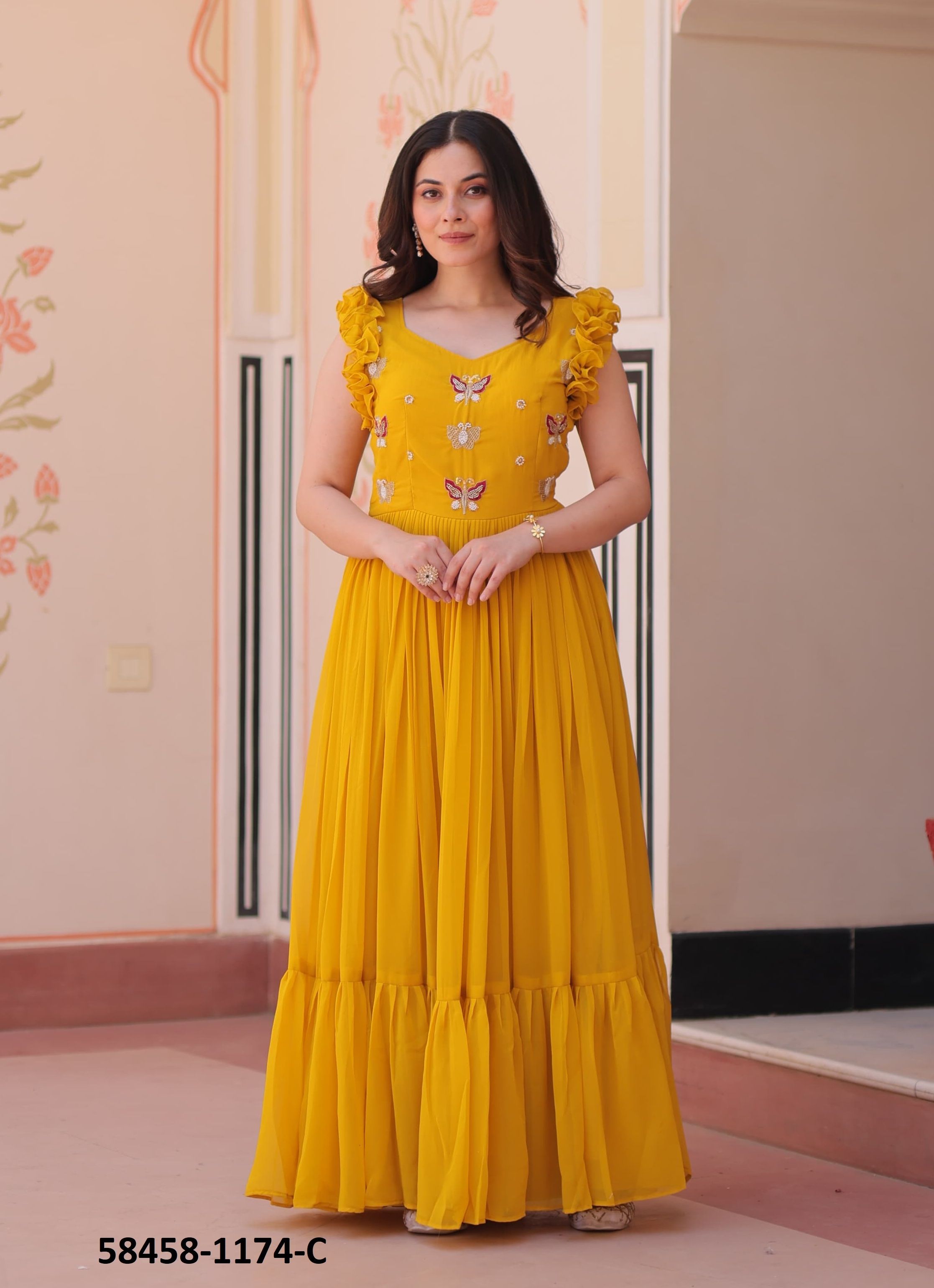 SERIES 1174 - Catalog # 58458 (Set of 3 Readymade Gowns) by Brand DESI MUSE SERIES 1174 - Catalog # 58458 (Set of 3 Readymade Gowns) by Brand DESI MUSE