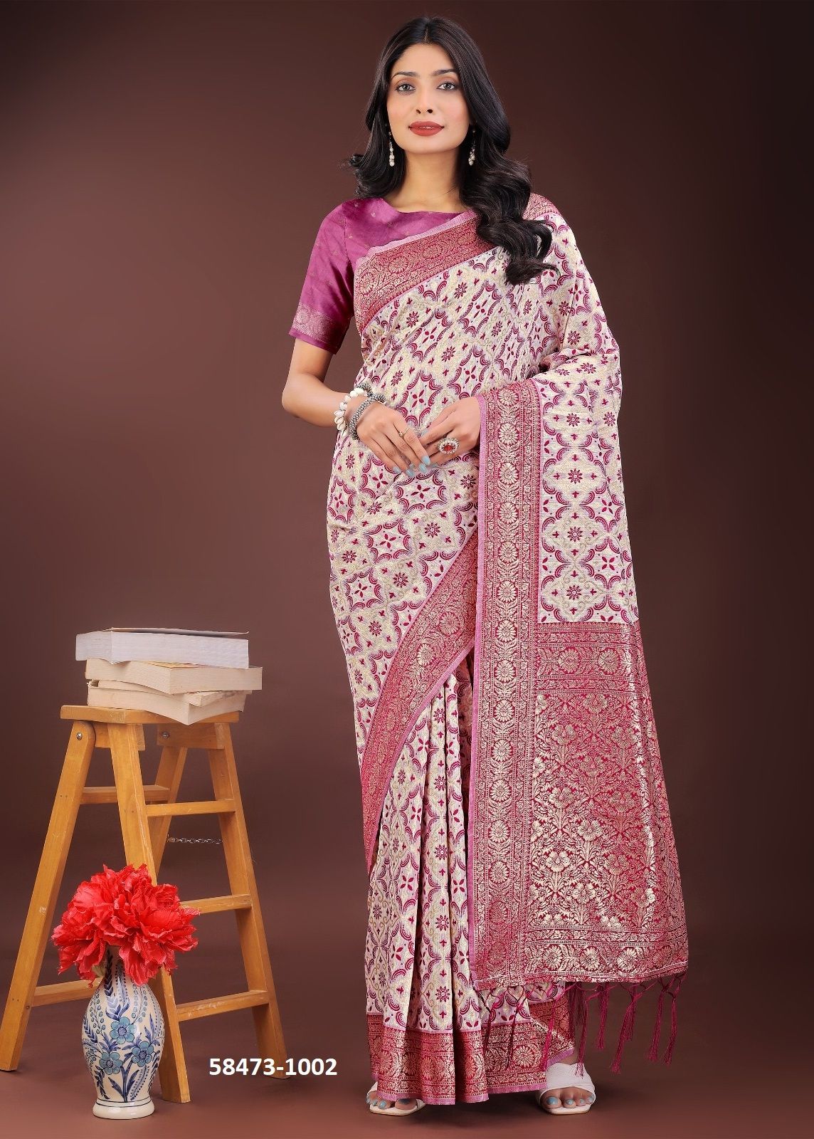 LINEN QUEEN 2 - Catalog # 58473 (Set of 4 Sarees) by Brand DESI MUSE