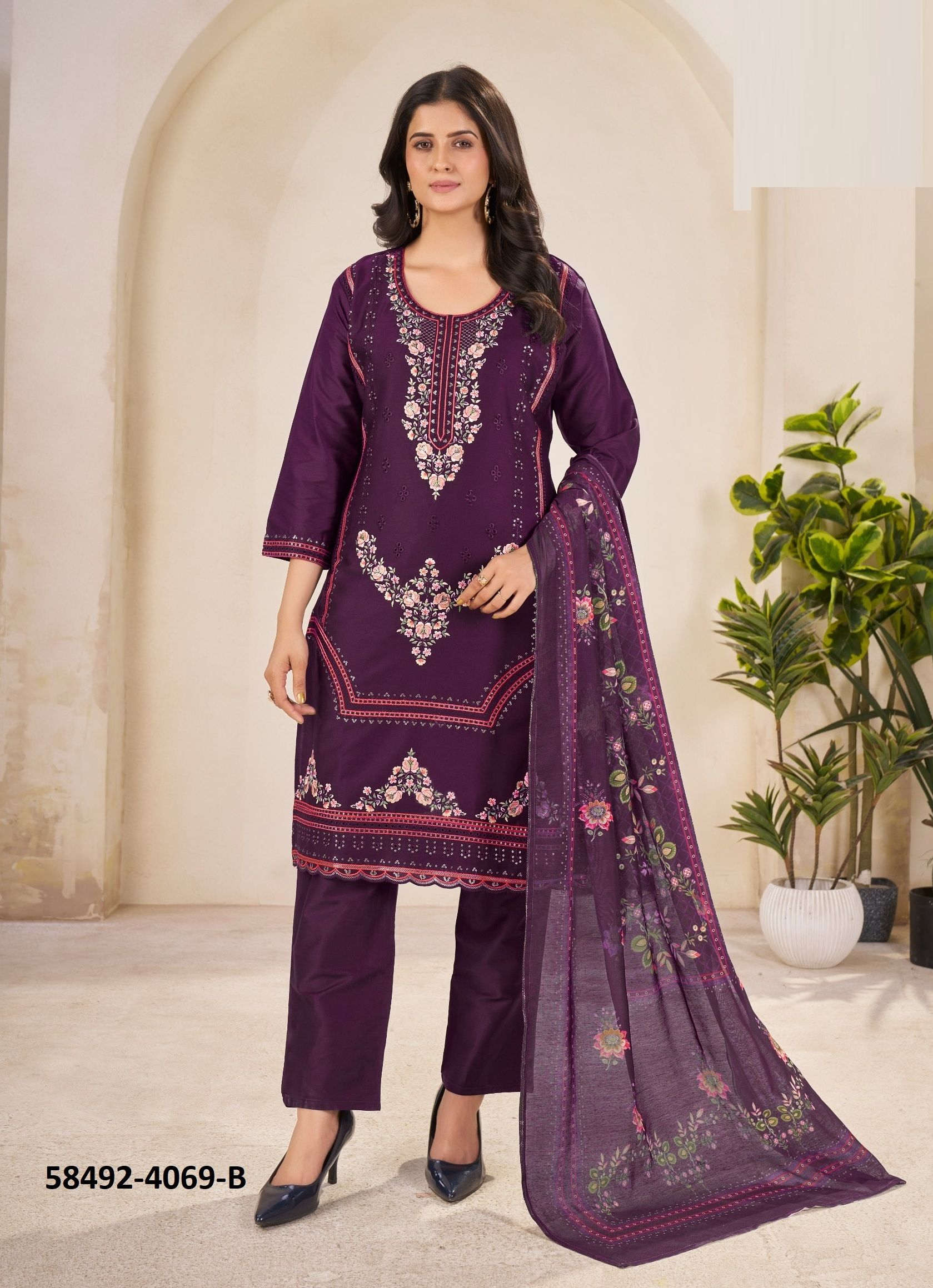 RANGREKHA - Catalog # 58492 (Set of 4 SIZE-SETS [Readymade Salwar Suits]) by Brand AFSANA