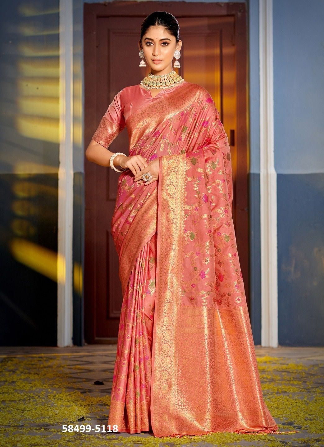 SWARNIKA - Catalog # 58499 (Set of 6 Sarees) by Brand DESI MUSE