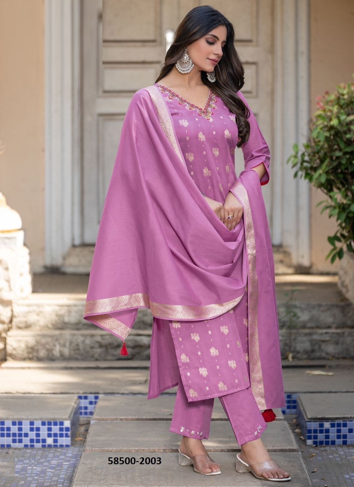 HANSIKA - Catalog # 58500 (Set of 5 Readymade Salwar Suits) by Brand MITTOO