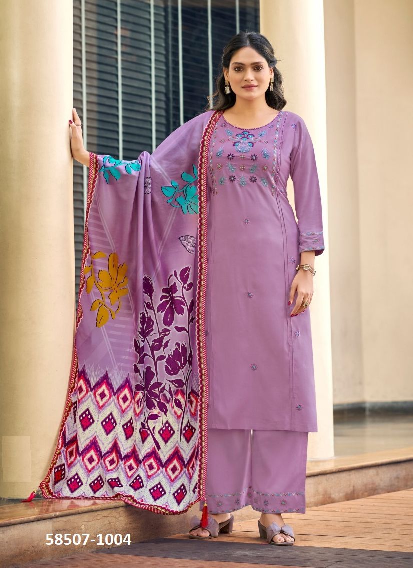 BUTTERFLY - Catalog # 58507 (Set of 6 Readymade Salwar Suits) by Brand WOODEE AHMEDABAD