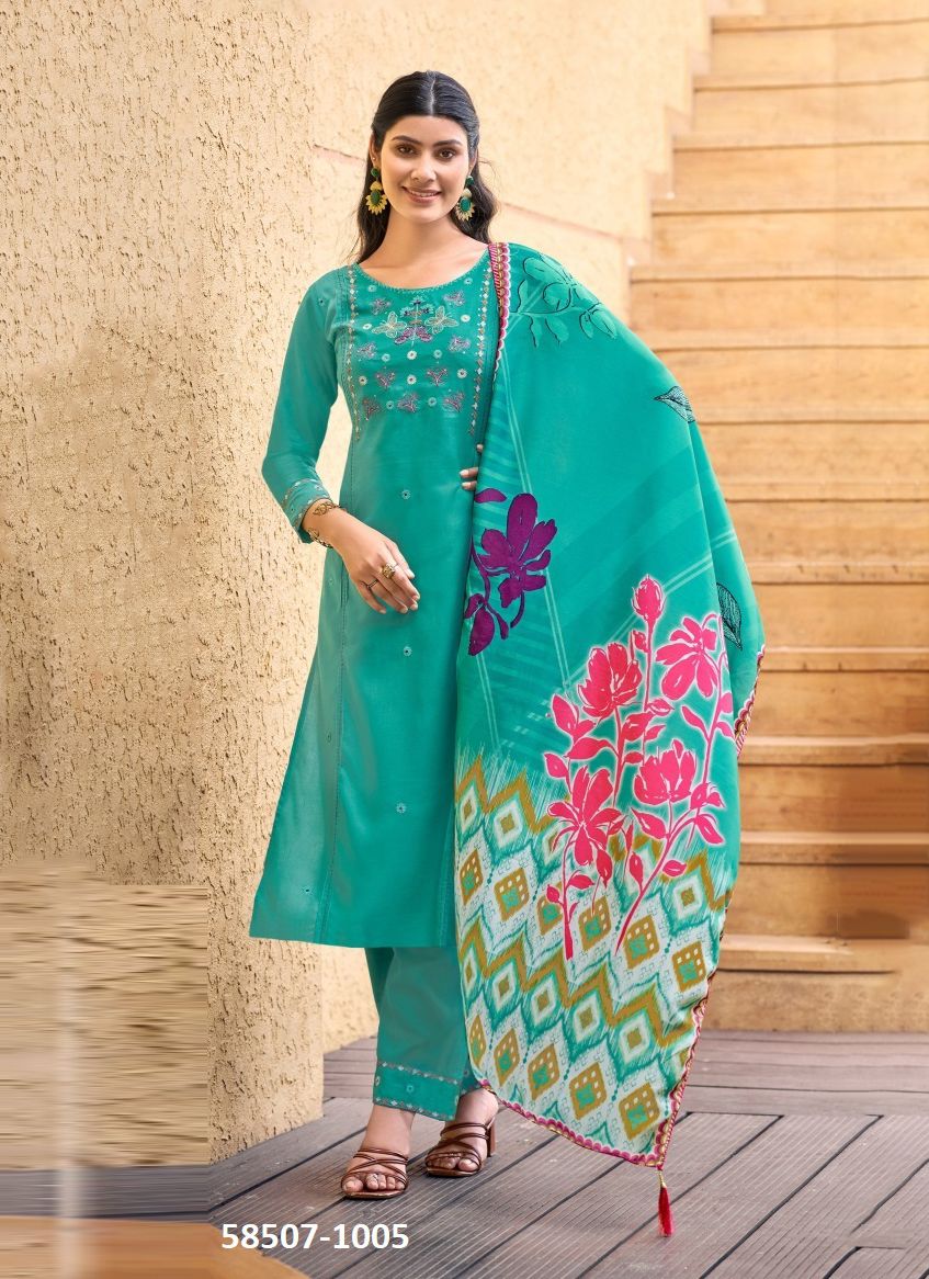 BUTTERFLY - Catalog # 58507 (Set of 6 Readymade Salwar Suits) by Brand WOODEE AHMEDABAD