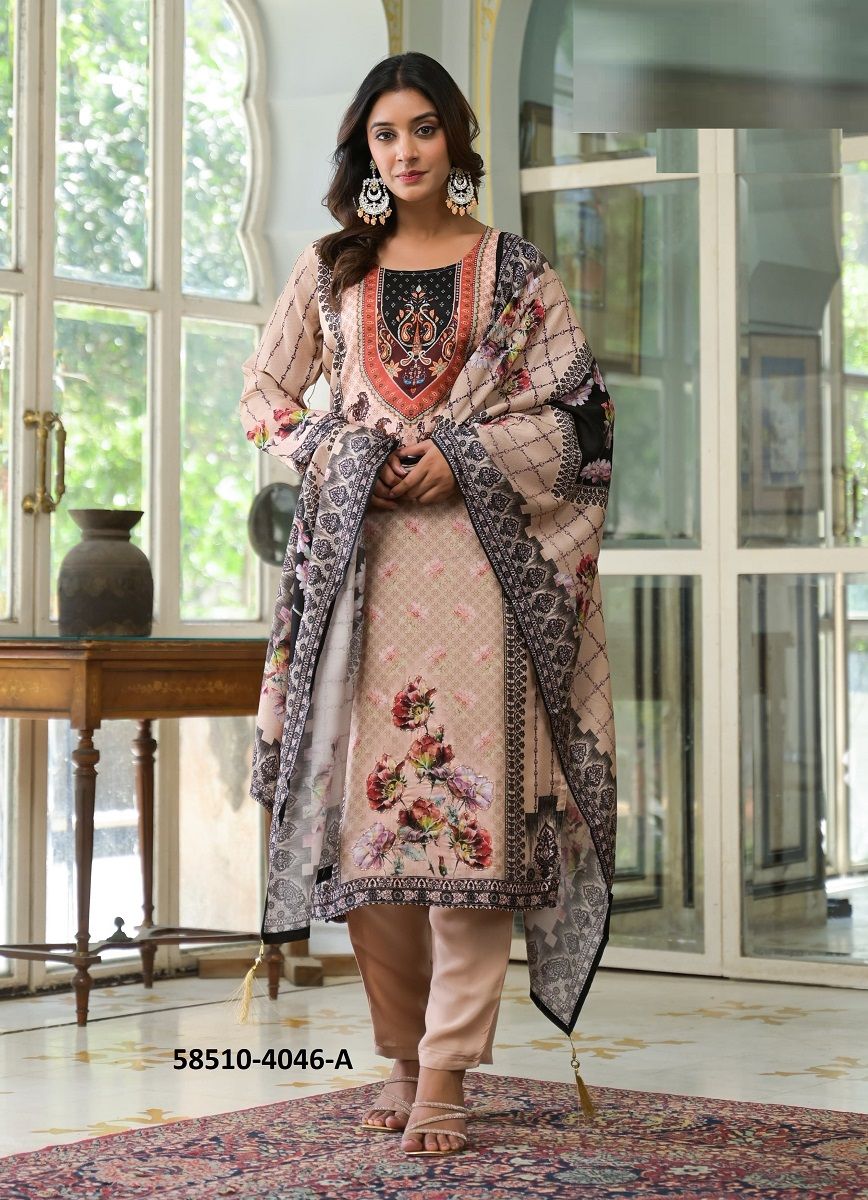 HANIFA ISHRAT - Catalog # 58510 (Set of 4 SIZE-SETS [Readymade Salwar Suits]) by Brand AFSANA