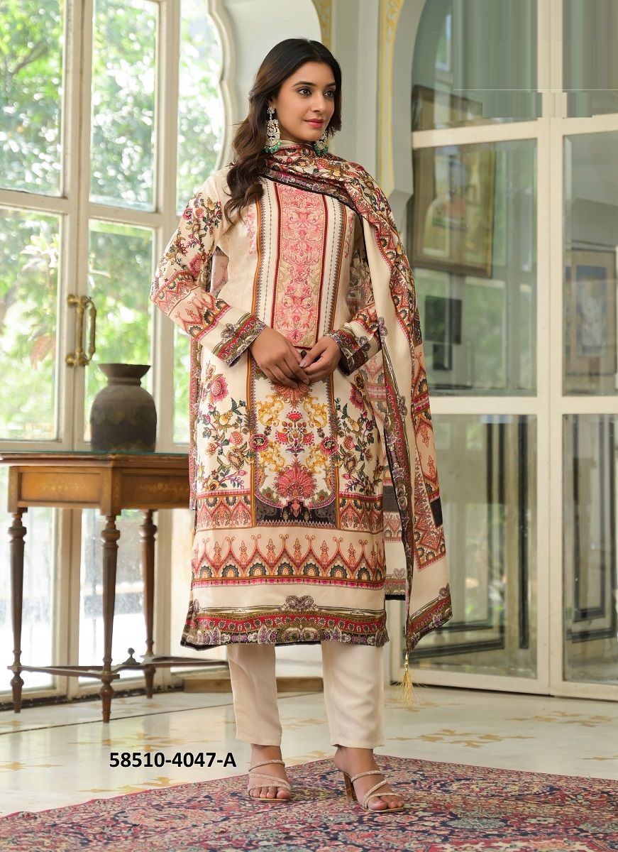 HANIFA ISHRAT - Catalog # 58510 (Set of 4 SIZE-SETS [Readymade Salwar Suits]) by Brand AFSANA