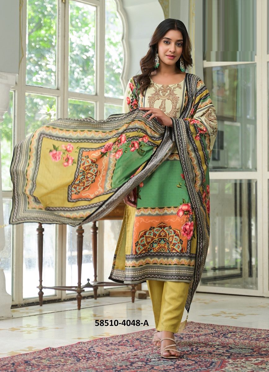 HANIFA ISHRAT - Catalog # 58510 (Set of 4 SIZE-SETS [Readymade Salwar Suits]) by Brand AFSANA