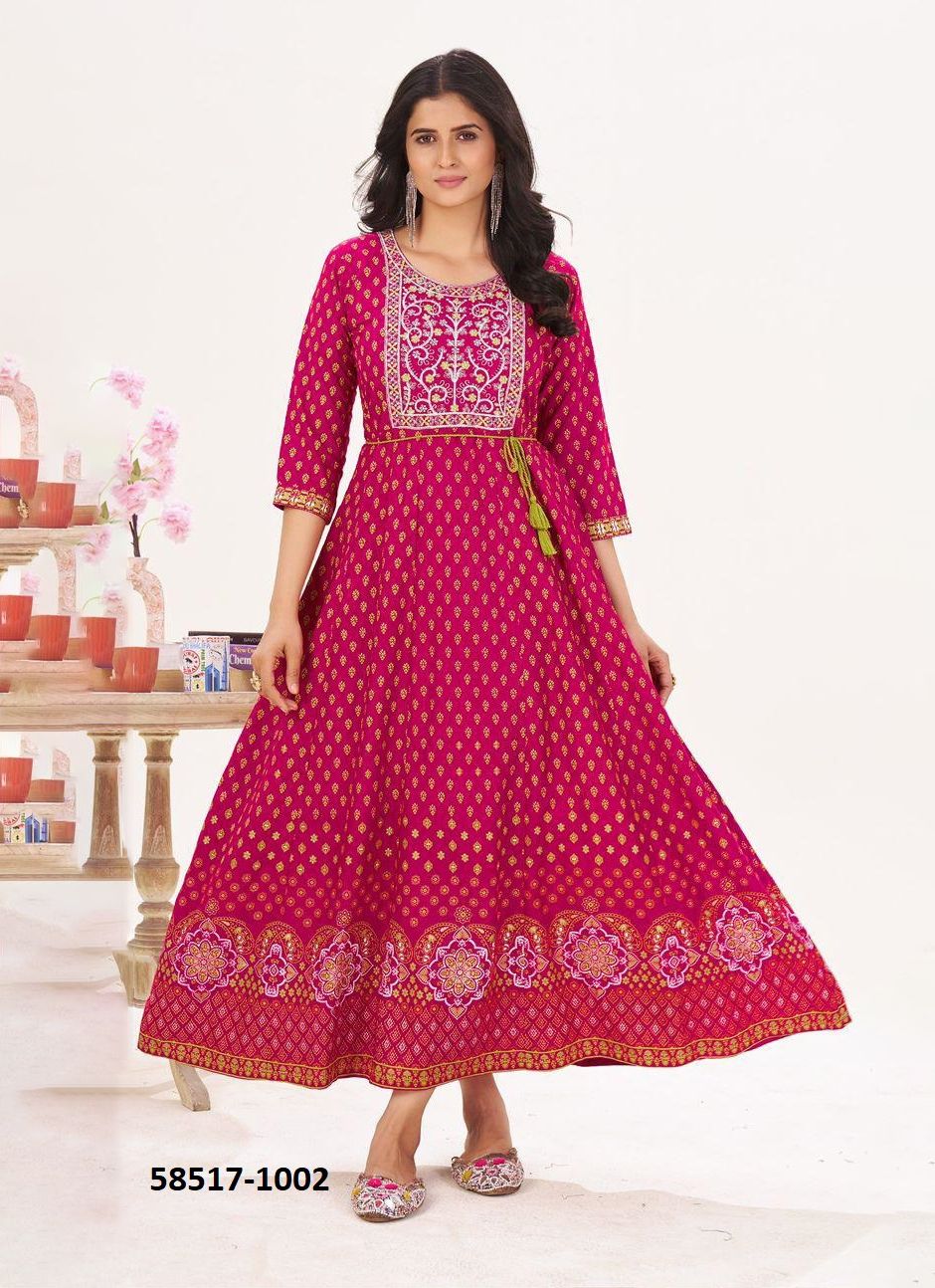 WALKAWAY TOWN EDITION - Catalog # 58517 (Set of 5 Readymade Women's Kurtis / Tops) by Brand BLUE HILLS