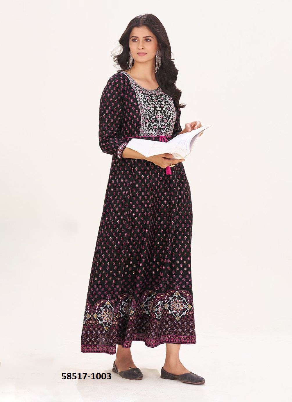 WALKAWAY TOWN EDITION - Catalog # 58517 (Set of 5 Readymade Women's Kurtis / Tops) by Brand BLUE HILLS