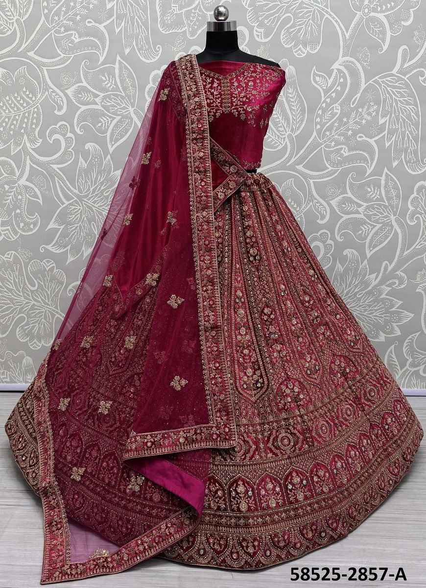 SERIES 2856-2858 - Catalog # 58525 (Set of 17 Semi-Stitched Lehengas) by Brand DESI MUSE