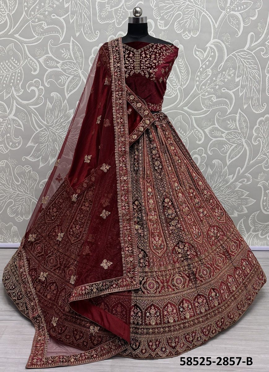 SERIES 2856-2858 - Catalog # 58525 (Set of 17 Semi-Stitched Lehengas) by Brand DESI MUSE