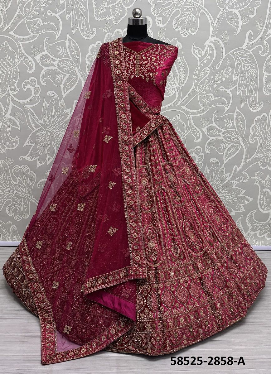 SERIES 2856-2858 - Catalog # 58525 (Set of 17 Semi-Stitched Lehengas) by Brand DESI MUSE
