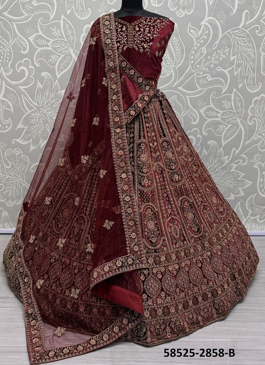 SERIES 2856-2858 - Catalog # 58525 (Set of 17 Semi-Stitched Lehengas) by Brand DESI MUSE