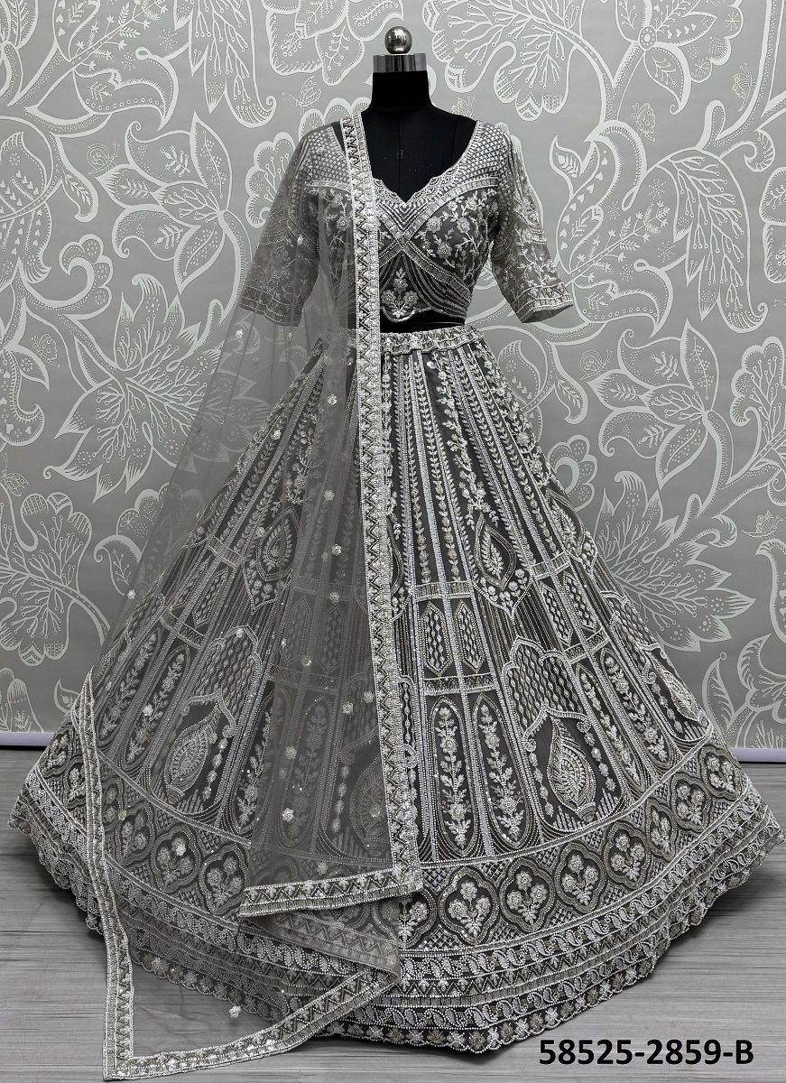 SERIES 2856-2858 - Catalog # 58525 (Set of 17 Semi-Stitched Lehengas) by Brand DESI MUSE