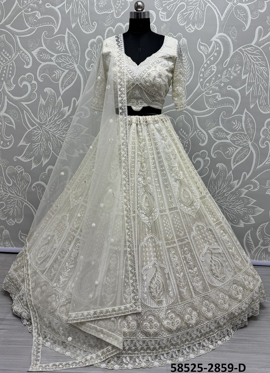 SERIES 2856-2858 - Catalog # 58525 (Set of 17 Semi-Stitched Lehengas) by Brand DESI MUSE