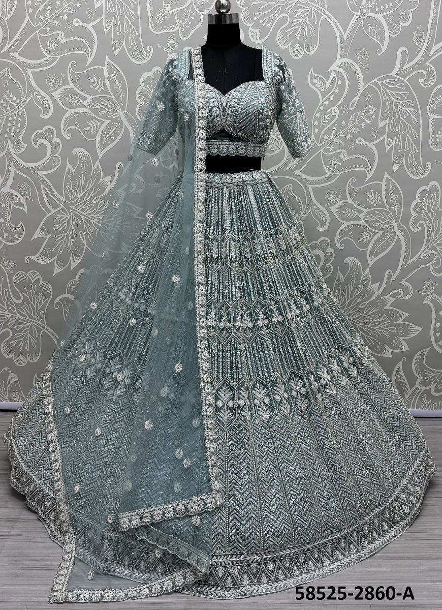 SERIES 2856-2858 - Catalog # 58525 (Set of 17 Semi-Stitched Lehengas) by Brand DESI MUSE
