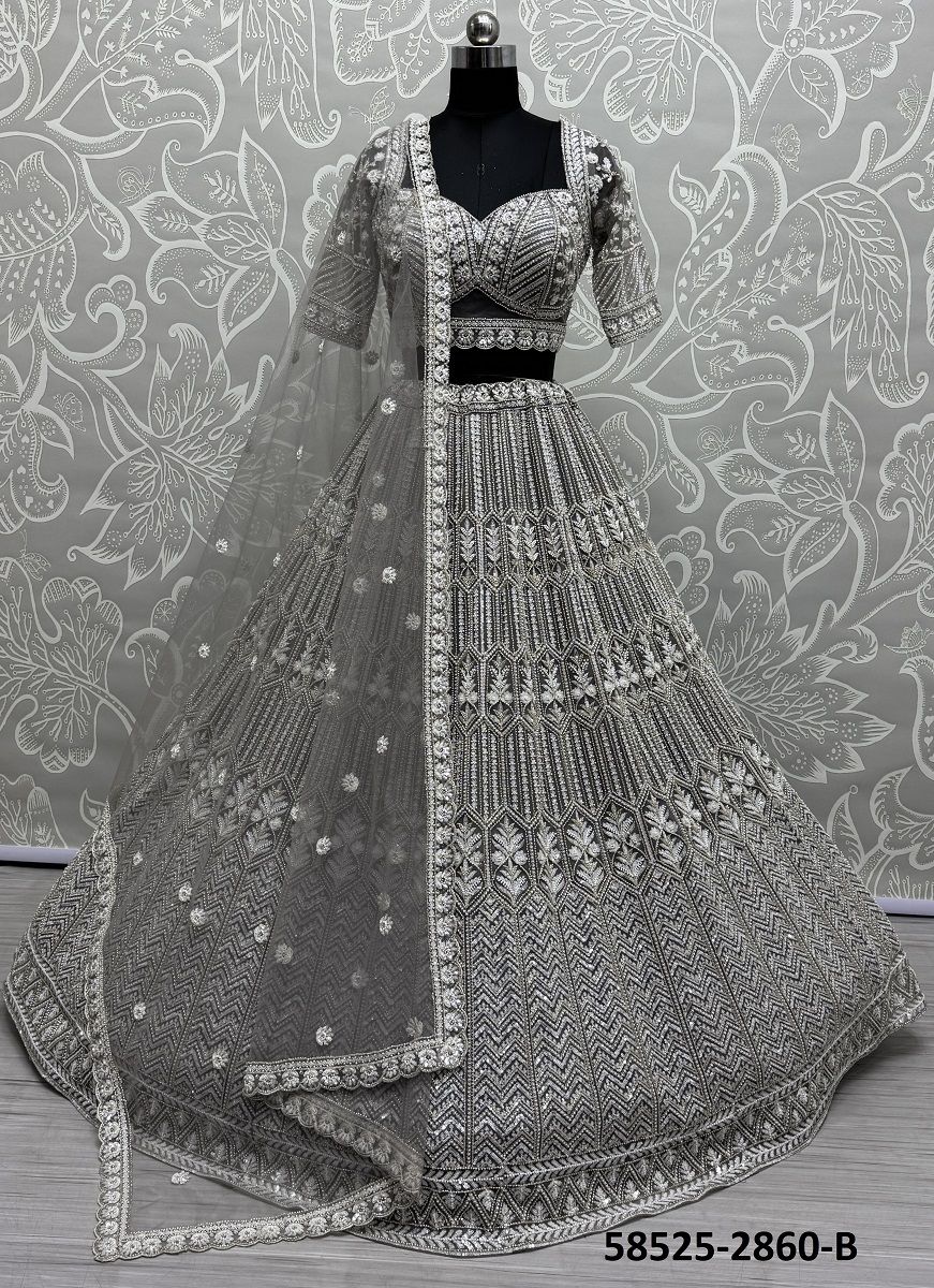 SERIES 2856-2858 - Catalog # 58525 (Set of 17 Semi-Stitched Lehengas) by Brand DESI MUSE