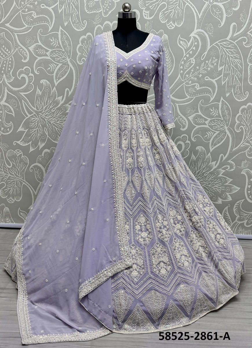 SERIES 2856-2858 - Catalog # 58525 (Set of 17 Semi-Stitched Lehengas) by Brand DESI MUSE