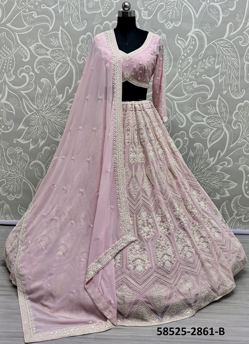 SERIES 2856-2858 - Catalog # 58525 (Set of 17 Semi-Stitched Lehengas) by Brand DESI MUSE