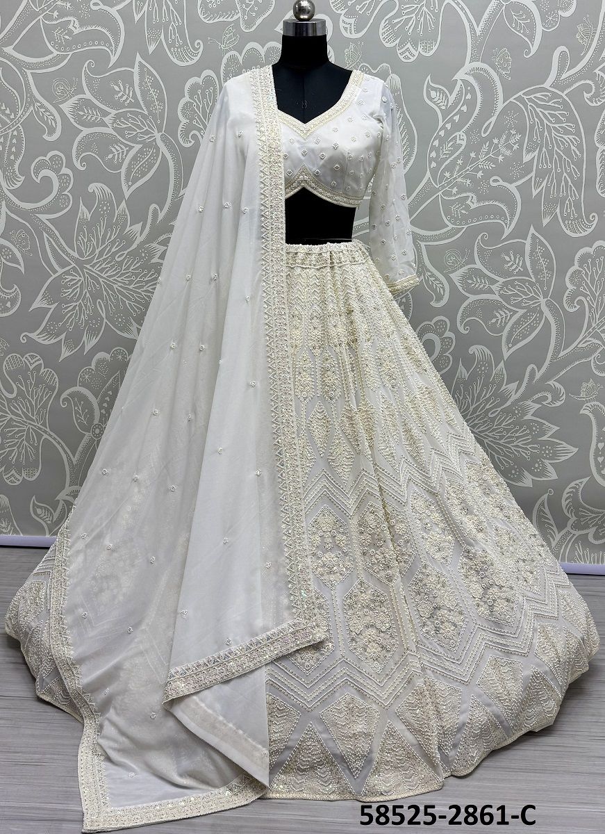 SERIES 2856-2858 - Catalog # 58525 (Set of 17 Semi-Stitched Lehengas) by Brand DESI MUSE