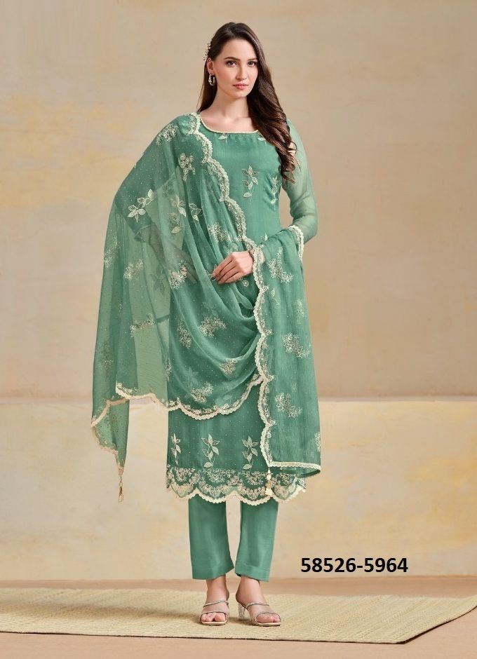 NOORIE - Catalog # 58526 (Set of 6 Semi-Stitched / Un-Stitched Suits) by Brand VIPUL FASHIONS